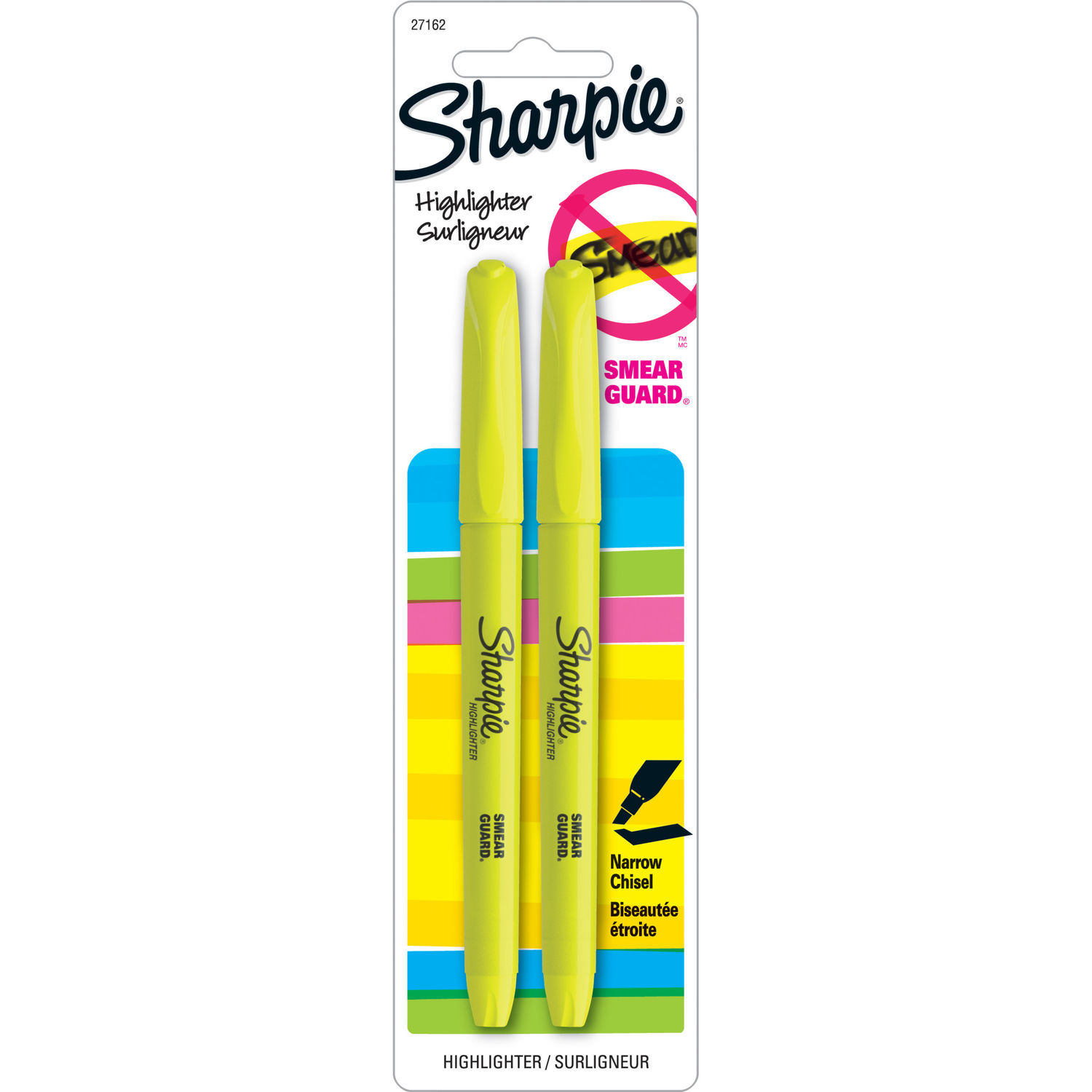 Accent Highlighter - Pocket Chisel Marker Point Style, Fluorescent Yellow, 2 / Pack