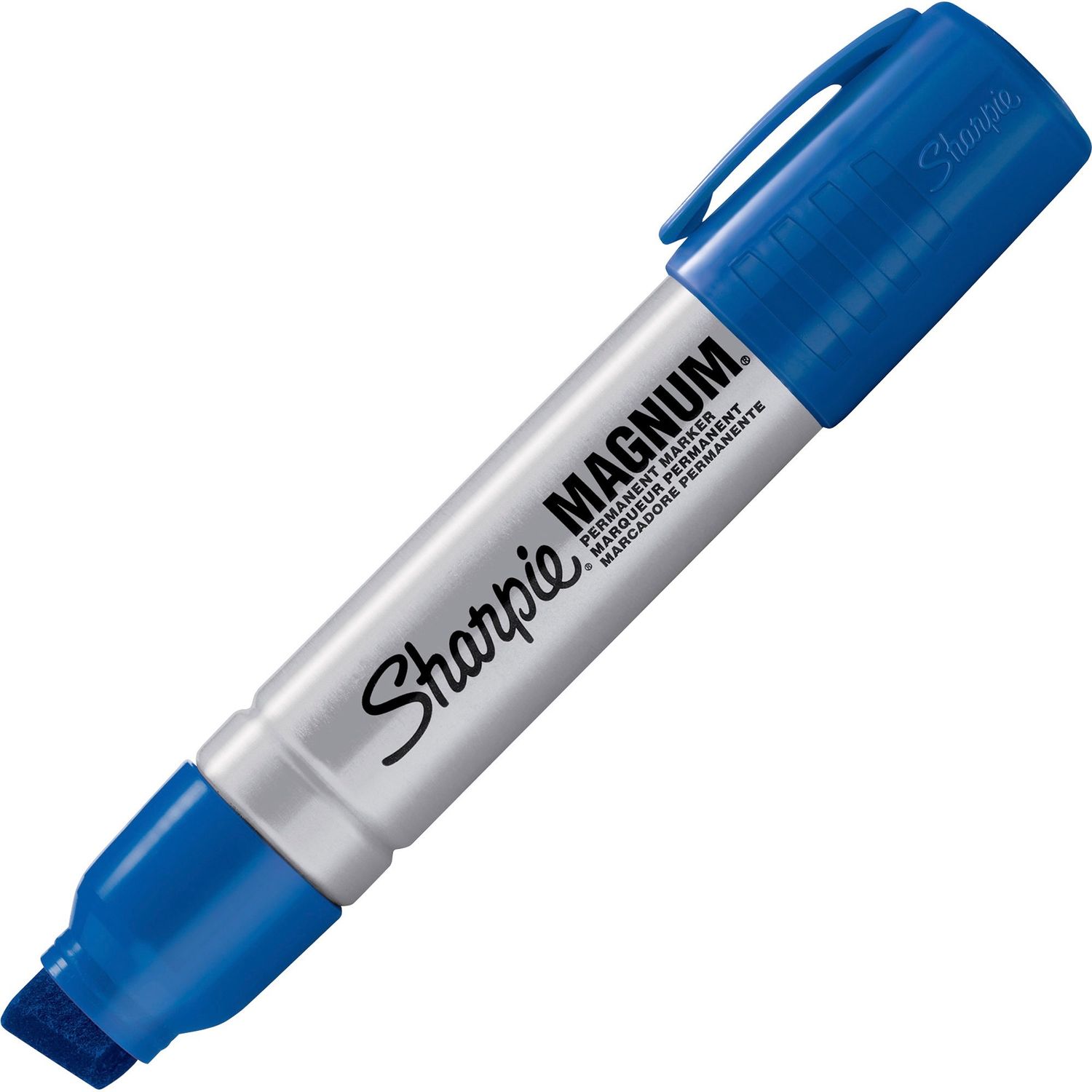 Magnum Permanent Marker Jumbo Marker Point, 15.875 mm Marker Point Size, Chisel Marker Point Style, Blue, Plastic Barrel, Felt Tip, 12 / Box