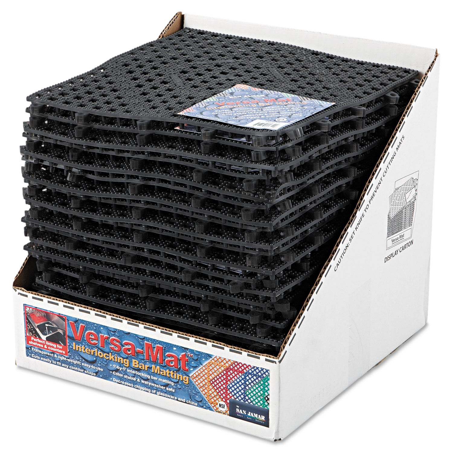 Versa-Mat Bar-Shelf Liner Plastic, 12w x 12d x 0.25h, Black, 24/Carton