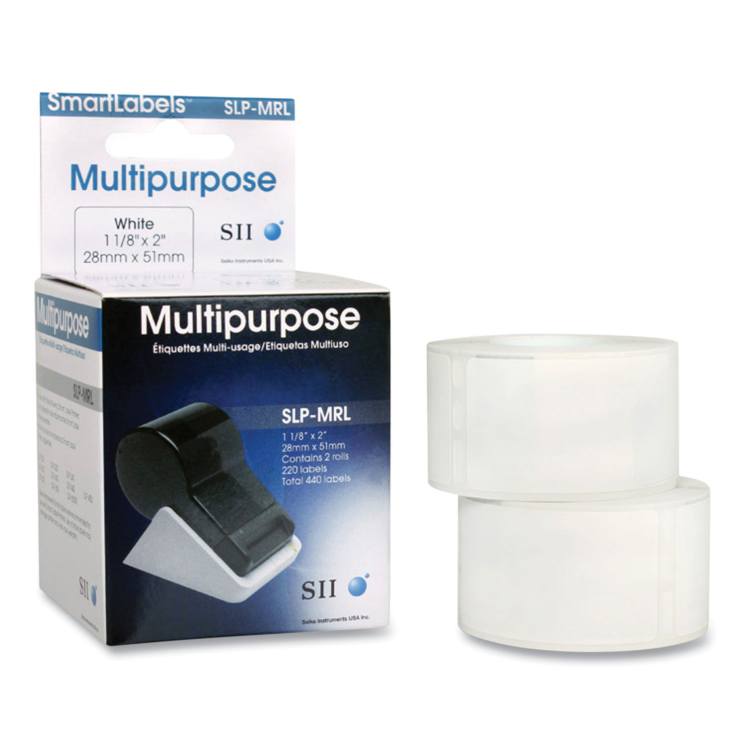 SLP-MRL Self-Adhesive Multipurpose Labels 1.12" x 2", White, 220 Labels/Roll, 2 Rolls/Box