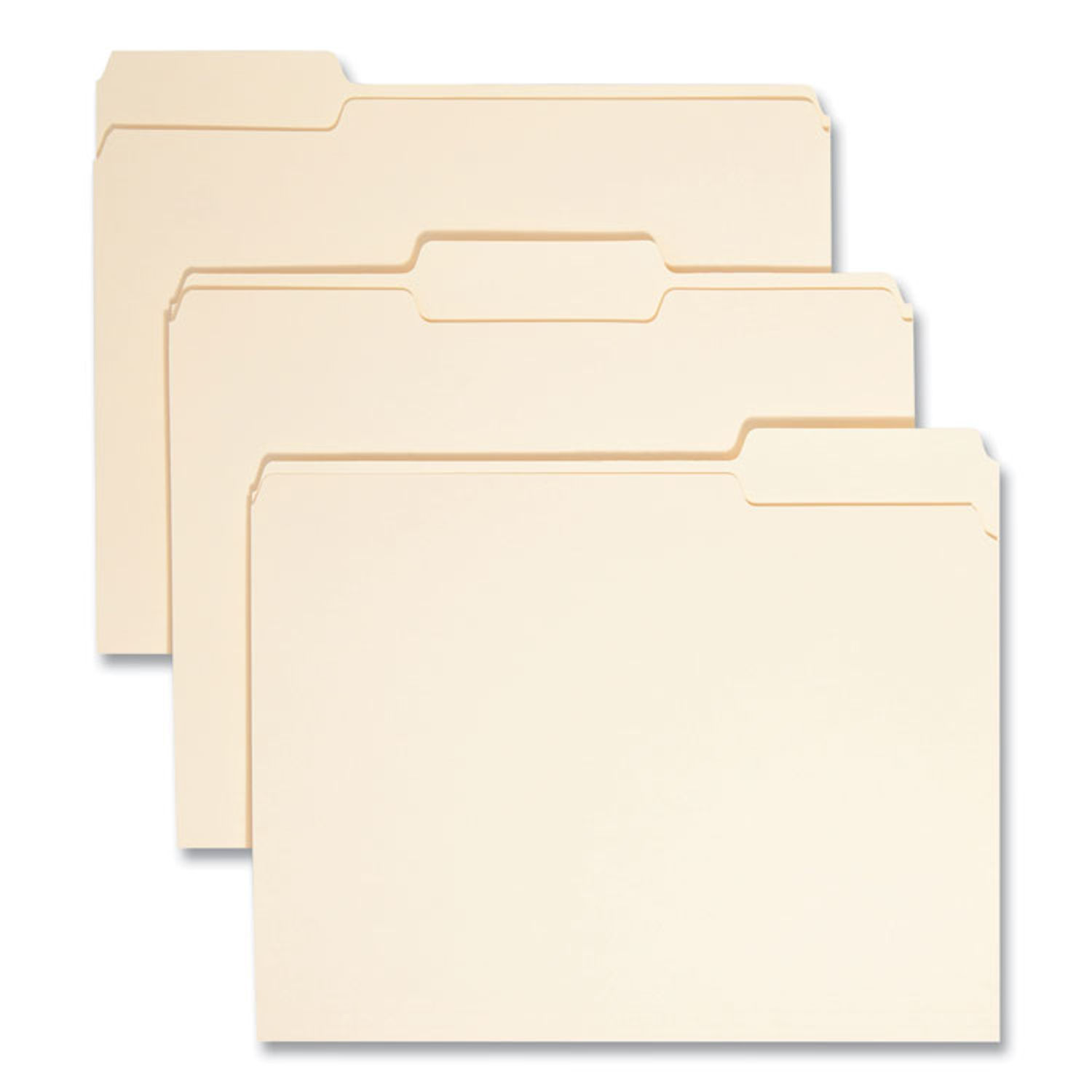 Manila File Folders 1/3-Cut Tabs: Assorted, Letter Size, 0.75" Expansion, Manila, 100/Box