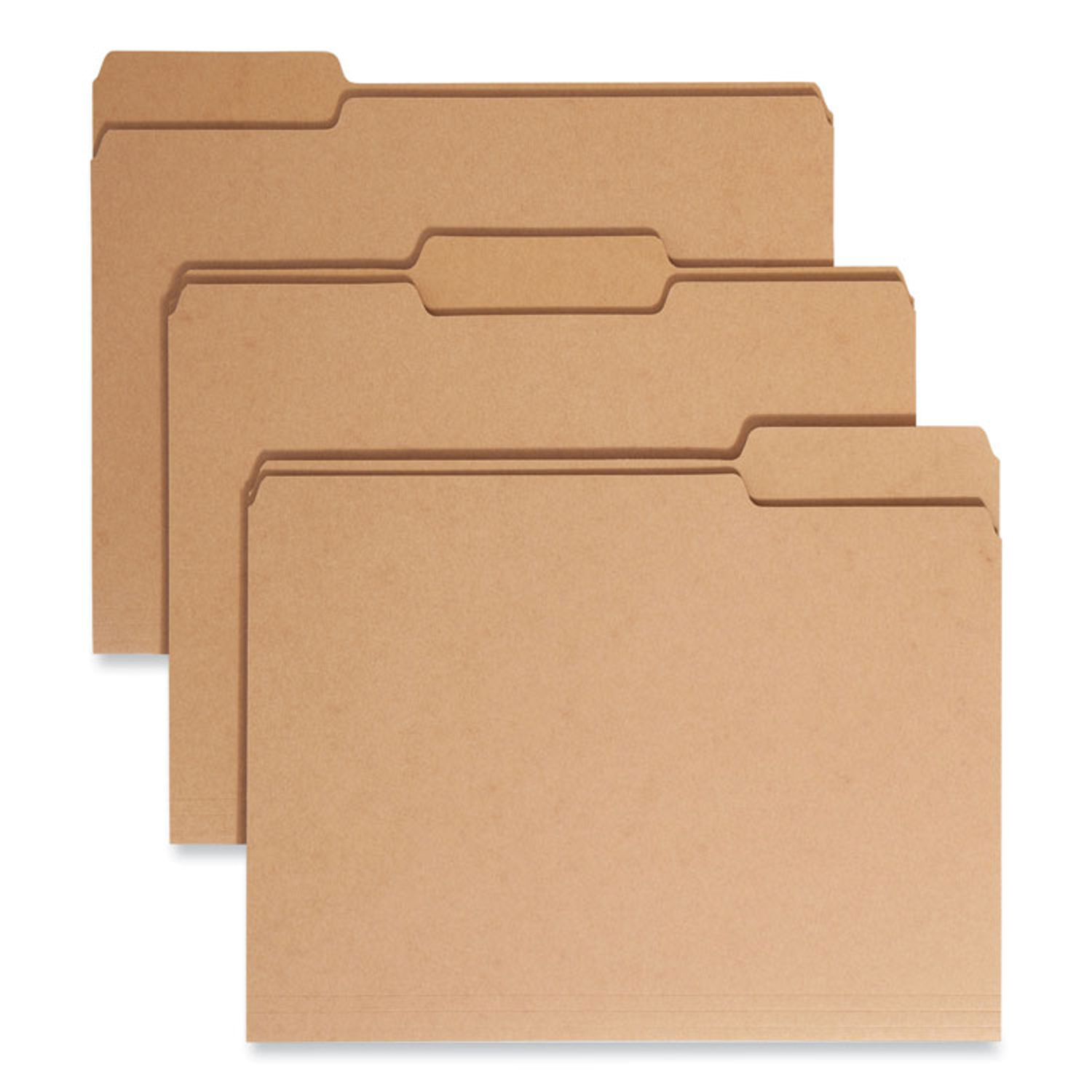 Heavyweight Kraft File Folder 1/3-Cut Tabs: Assorted, Letter Size, 0.75" Expansion, 17-pt Kraft, Brown, 50/Box