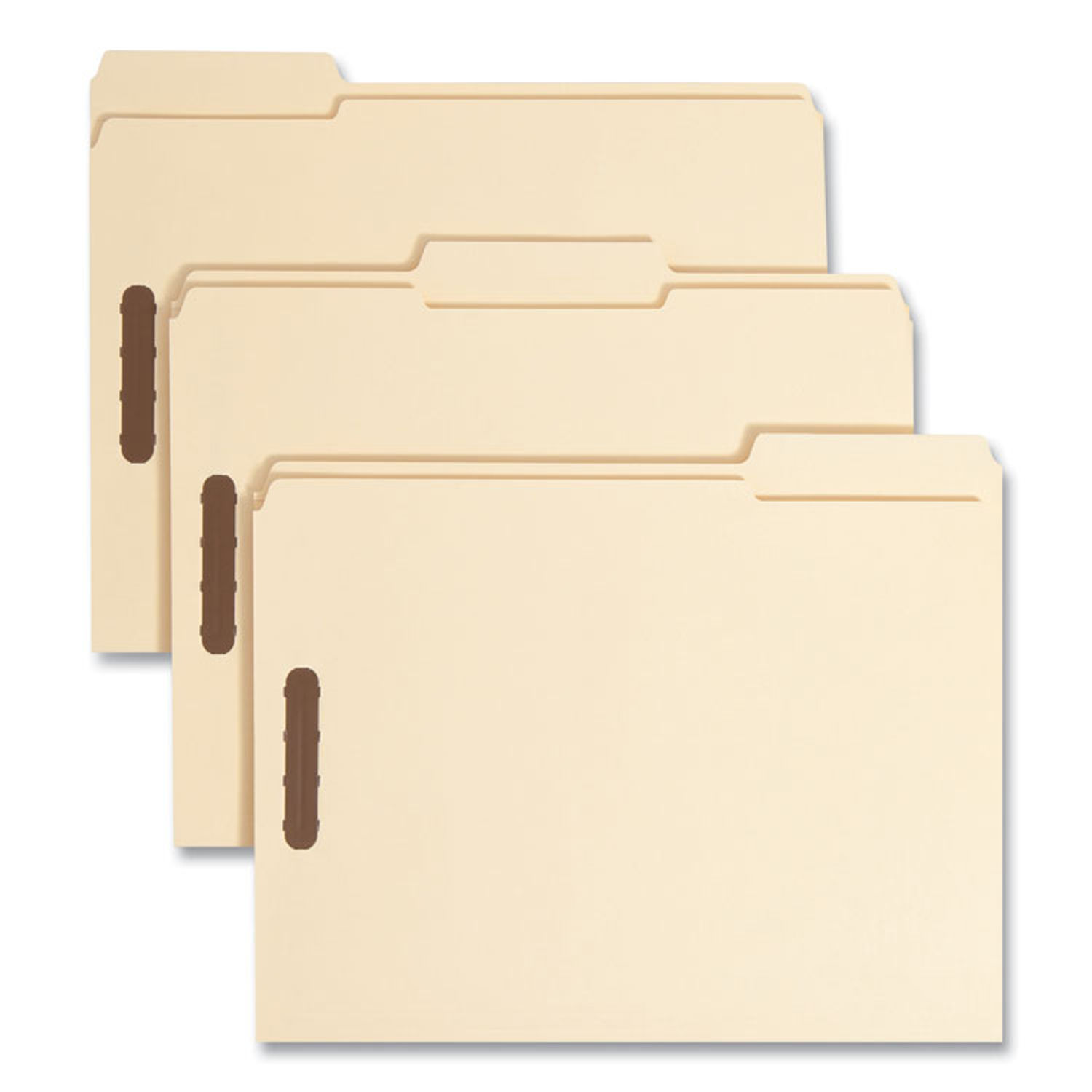 Recycled Top Tab Fastener Folders 1/3-Cut Tabs: Assorted, 0.75" Expansion, 2 Fasteners, Letter Size, Manila Exterior, 50/Box