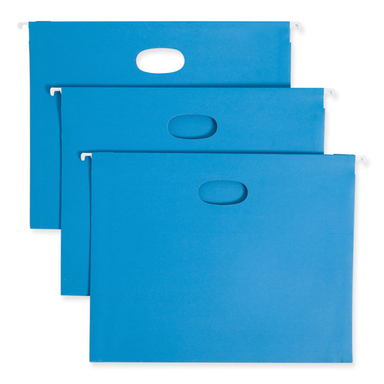Hanging Pockets with Full-Height Gusset 1 Section, 2" Capacity, Letter Size, 1/5-Cut Tabs, Sky Blue, 25/Box