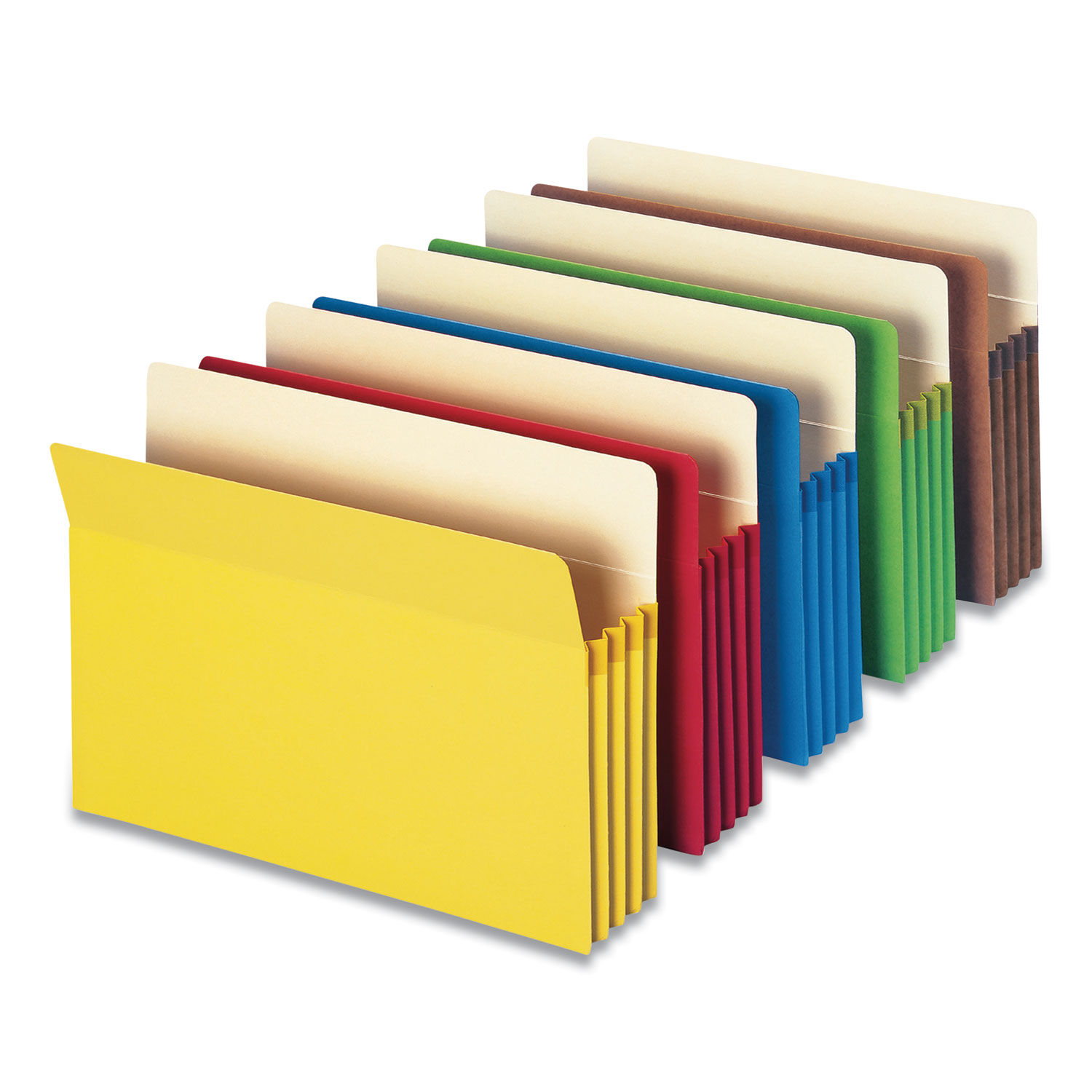 Colored File Pockets 3.5" Expansion, Legal Size, Assorted Colors, 5/Pack