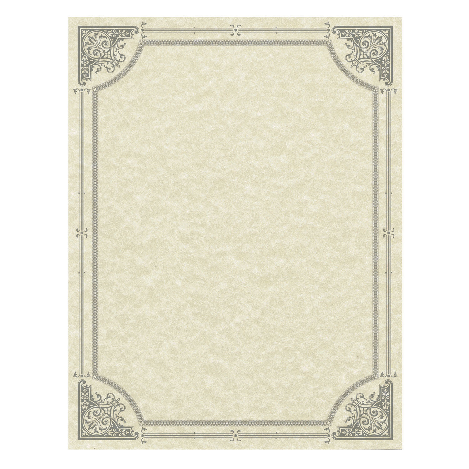 Parchment Certificates Vintage, 8.5 x 11, Ivory with Silver Foil Border, 50/Pack