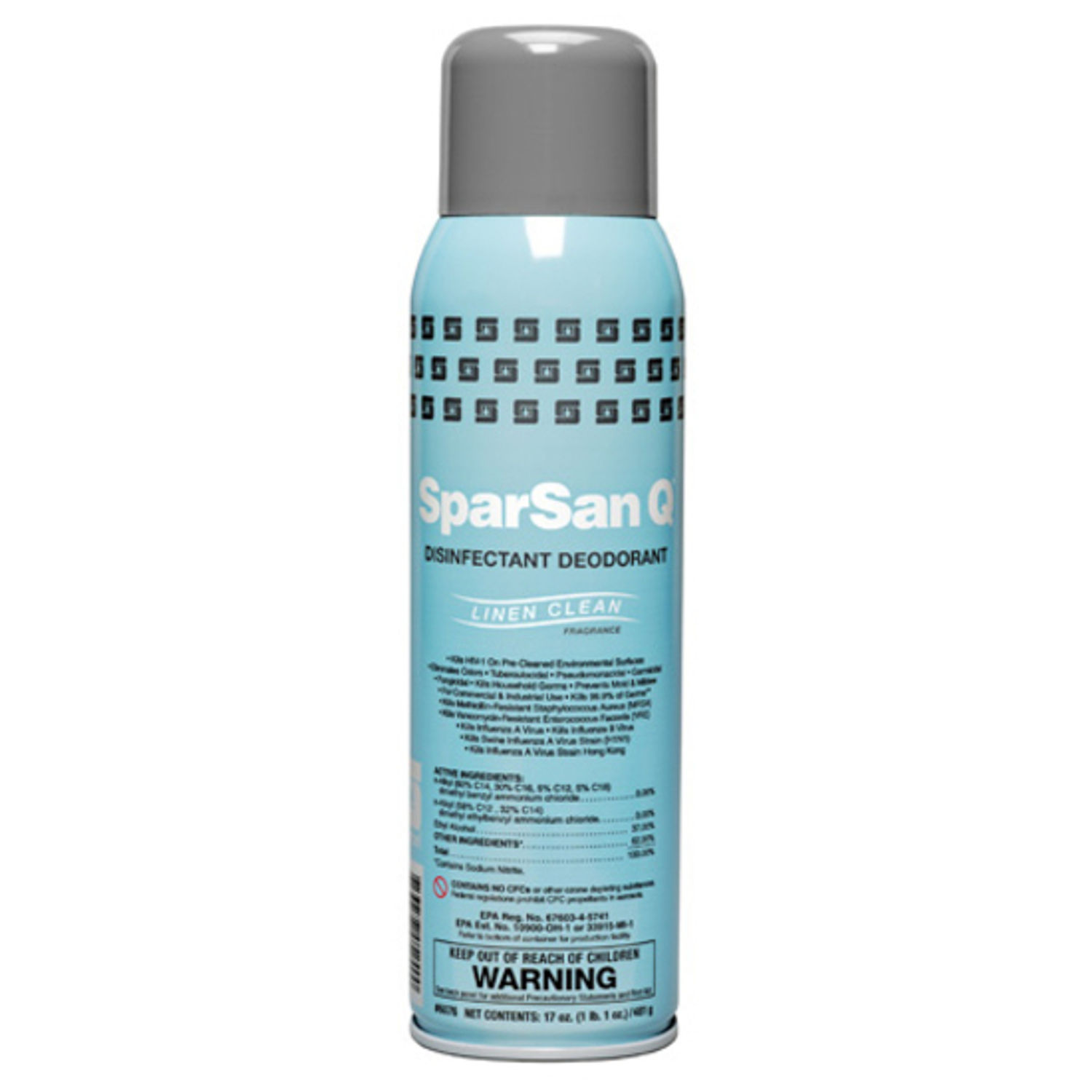 SparSan Q Disinfectant Deodorant Linen Clean Fragrance Ready-To-Use, 20 oz (1.25 lb), Clean Linen ScentCan, Clear