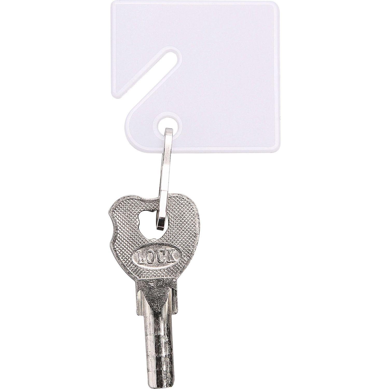 Square Key Tags 4.75" Length x 1.40" Width, Square, Hook Fastener, 20 / Pack, Plastic, White