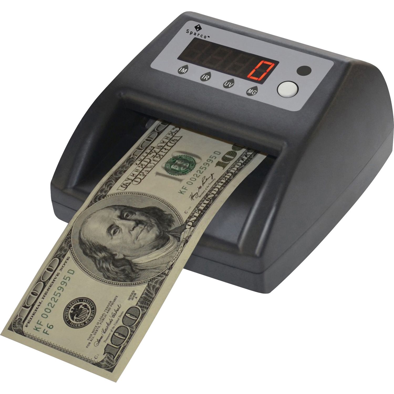 Counterfeit Bill Detector with UV MG and IR, Ultraviolet, Magnetic Ink, Infrared, Gray, 1 Each