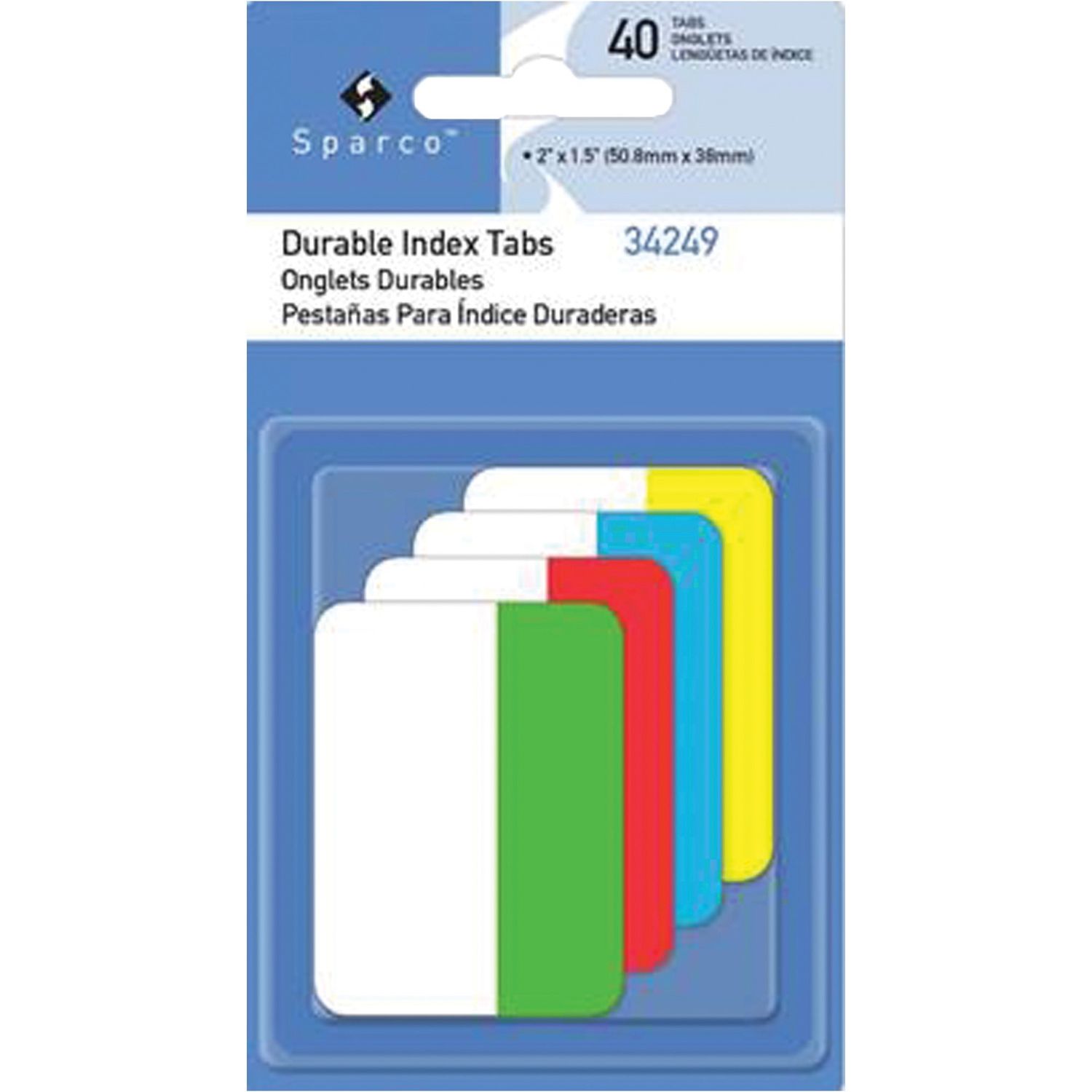 Durable Index Tabs Write-on Tab(s), 0.10" Tab Height x 1" Tab Width, Assorted Tab(s), 40 / Pack