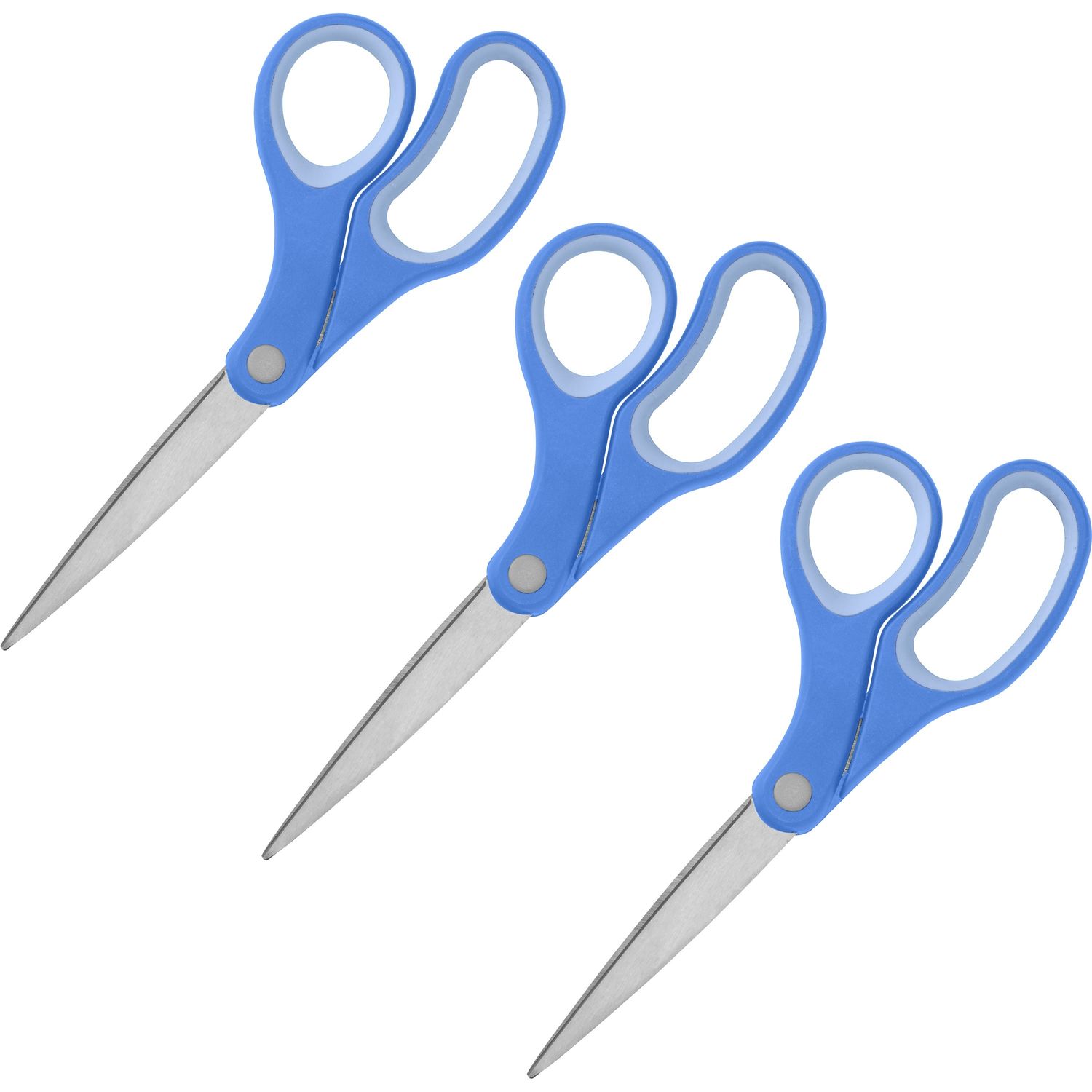8" Bent Scissors 8" Overall Length, Stainless Steel, Blue, 3 / Bundle