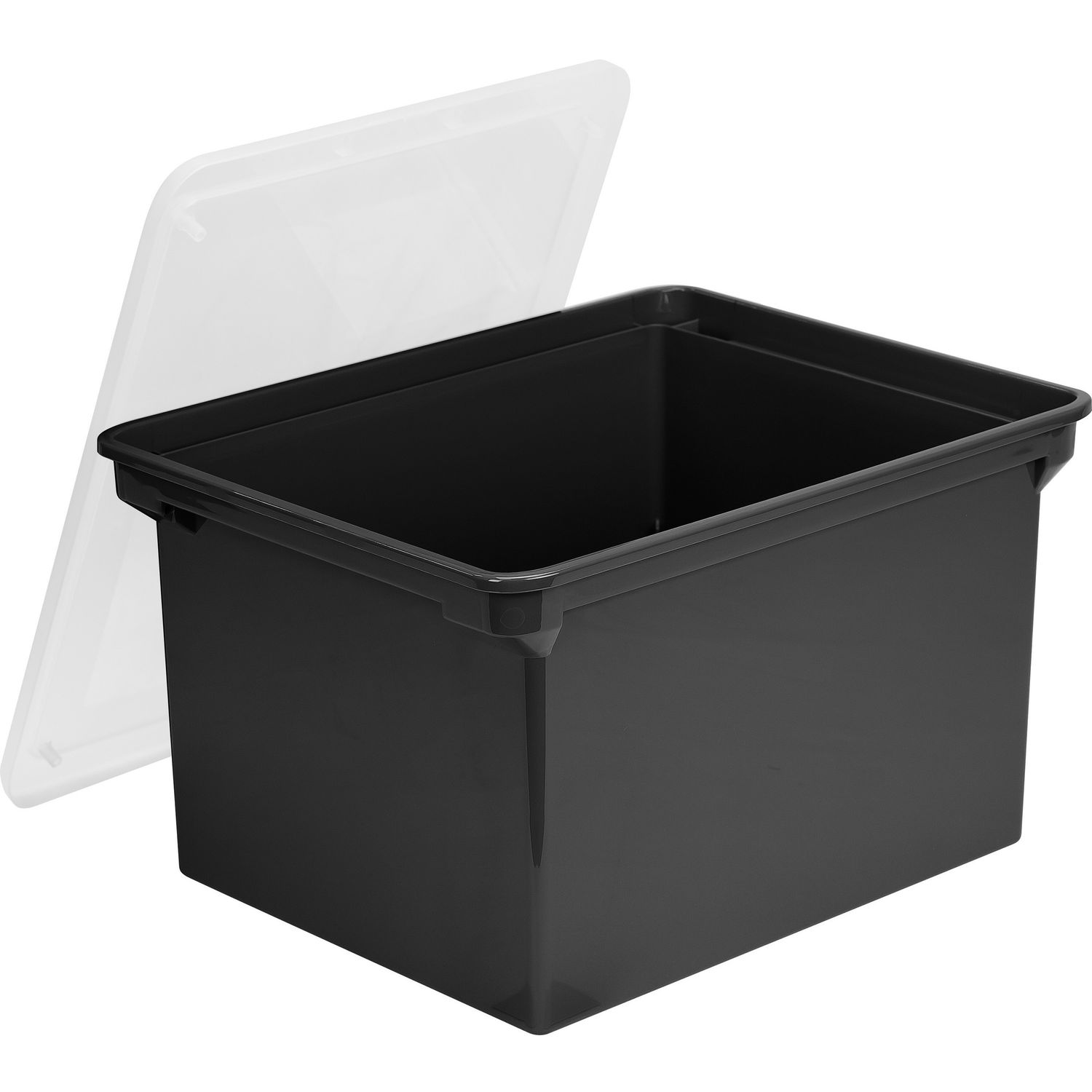 Letter/Legal Tote Storage Box Internal Dimensions: 15.50" Length x 12.25" Width x 9.25" Height, External Dimensions: 18.3" Length x 13.9" Width x 10.6"Height, 45 lb, 9.25 gal