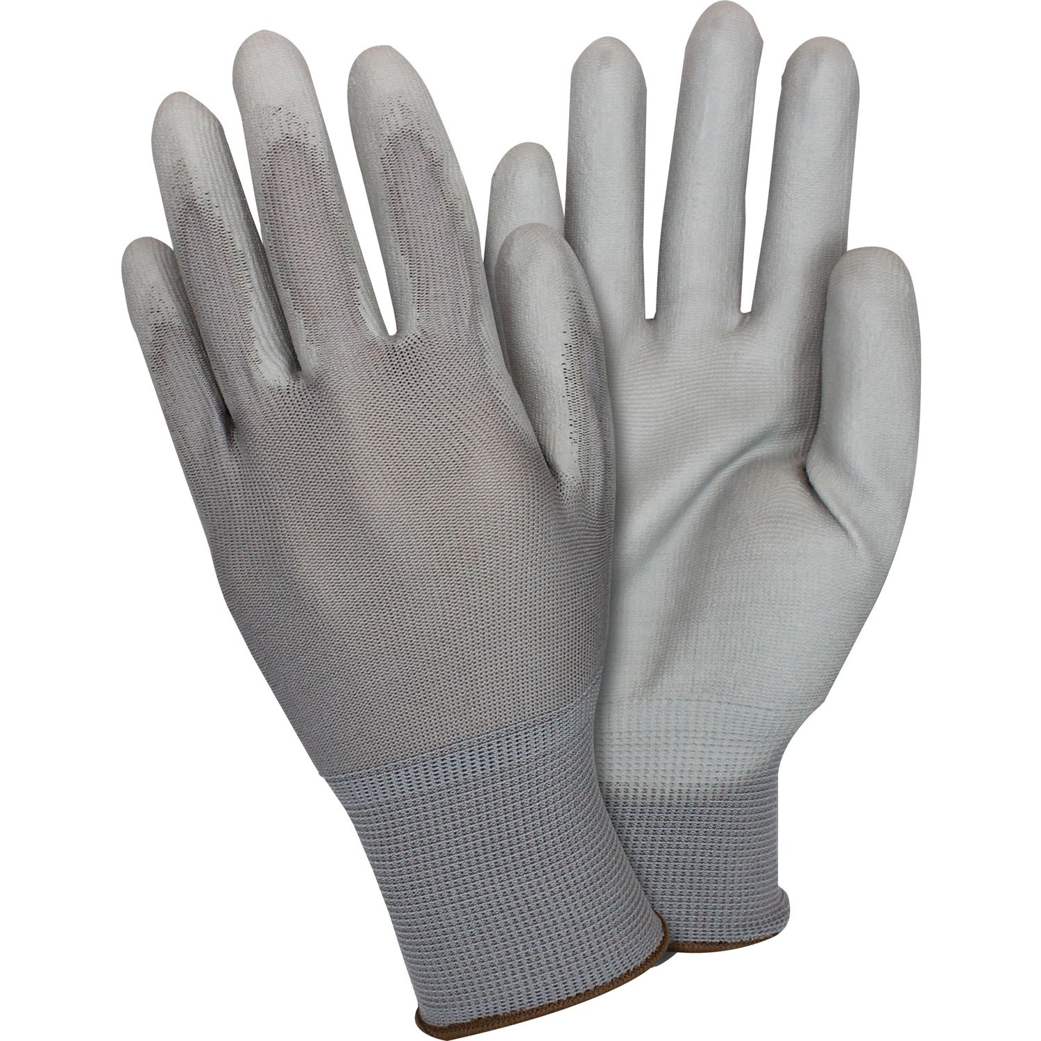 Gray Coated Knit Gloves Polyurethane Coating, Medium Size, Nylon, Gray, Knitted