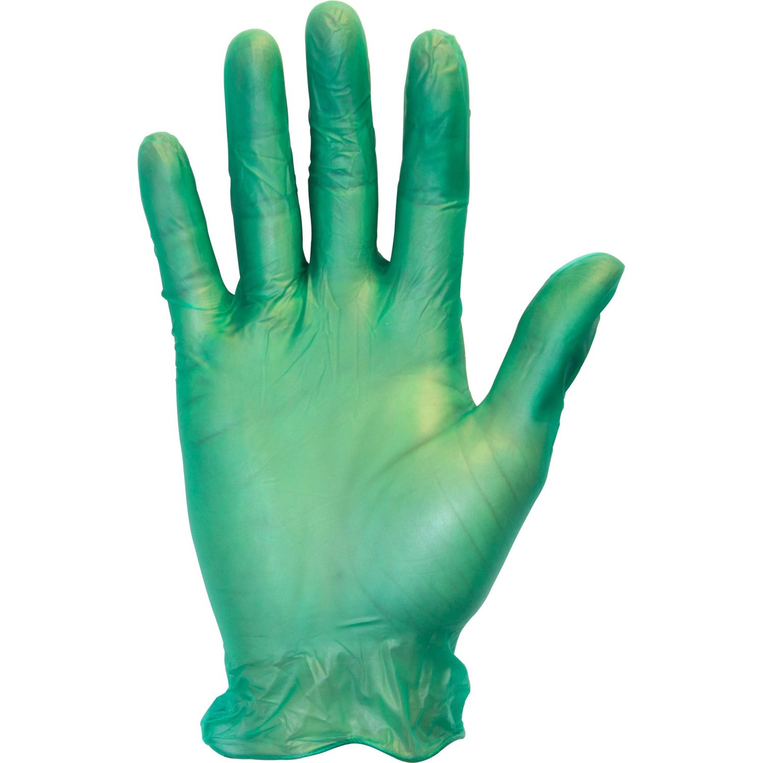 Powdered Green Vinyl Gloves Medium Size, Unisex, Vinyl, Green, Powdered, Latex-free, Comfortable, Allergen-free, Silicone-free, DINP-free, DEHP-free, Seamless, Rolled Cuff, Disposable, Ambidextrous