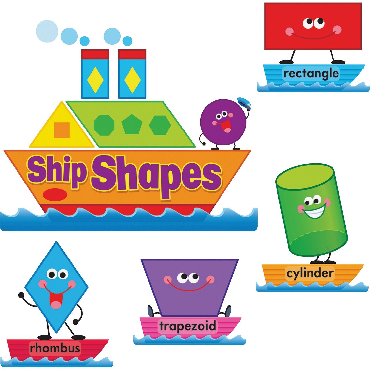 Ship Shapes/Colors Bulletin Board Set Learning Theme/Subject, Multicolor, 45 / Set
