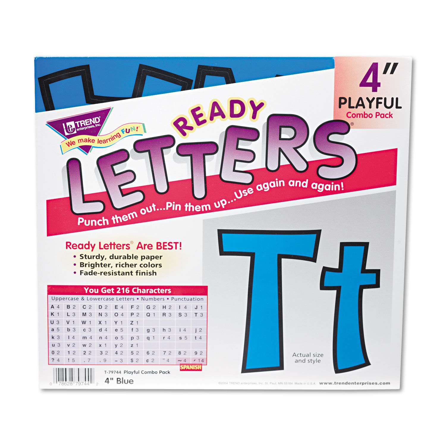 Ready Letters Playful Combo Set Blue, 4"h, 216/Set