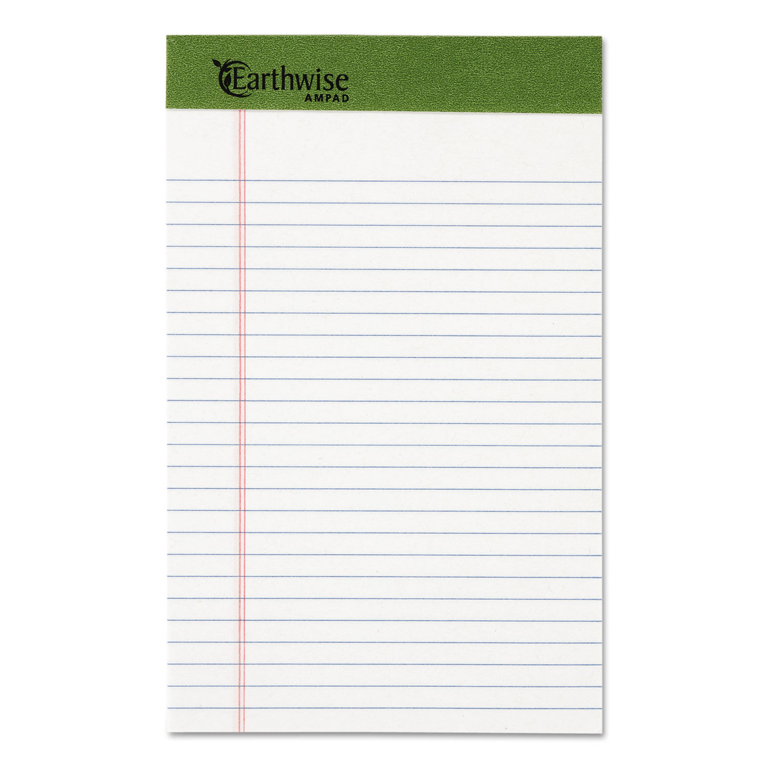 Earthwise by Ampad Recycled Writing Pad Narrow Rule, Politex Green Headband, 50 White 5 x 8 Sheets, Dozen