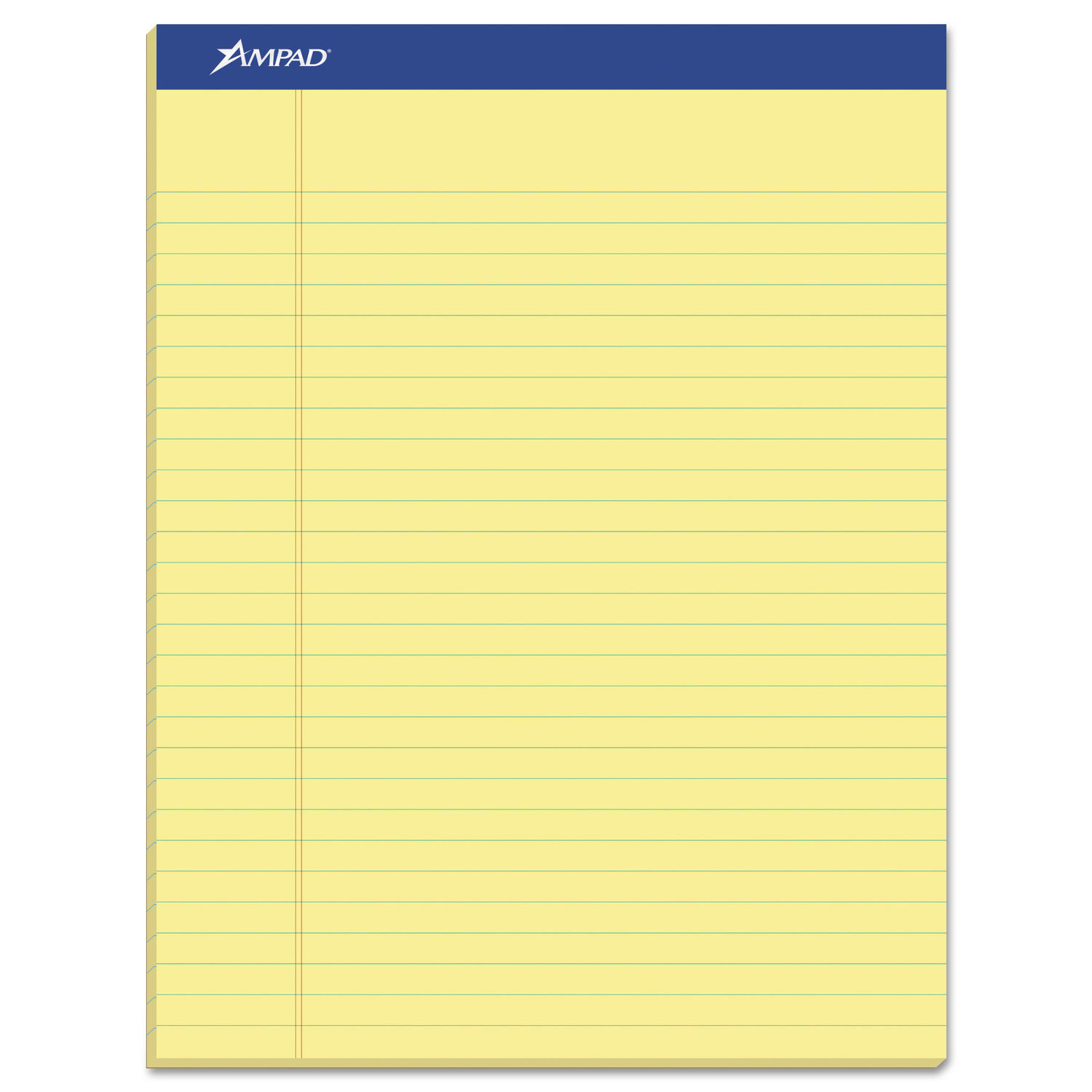 Perforated Writing Pads Wide/Legal Rule, 50 Canary-Yellow 8.5 x 11.75 Sheets, Dozen