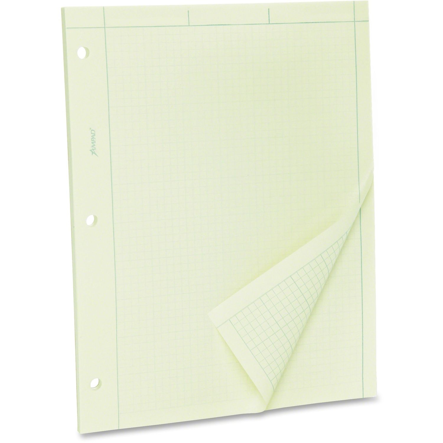 Green Tint Engineer's Quadrille Pad - Letter 100 Sheets, Both Side Ruling Surface, Ruled, 15 lb Basis Weight, 8 1/2" x 11", Green Tint Paper, Hole-punched, 100 / Pad