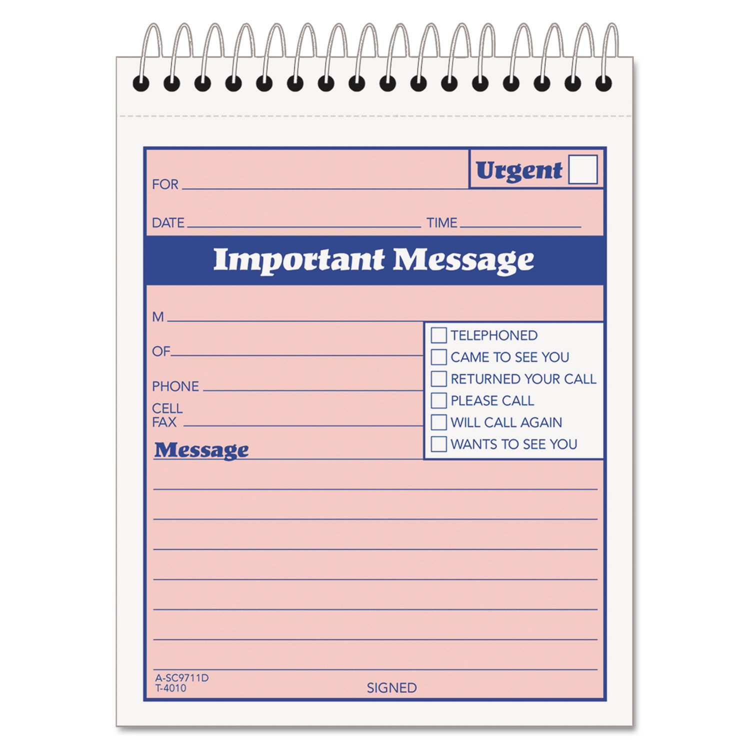 Telephone Message Book with Fax/Mobile Section Two-Part Carbonless, 4.25 x 5.5, 50 Forms Total