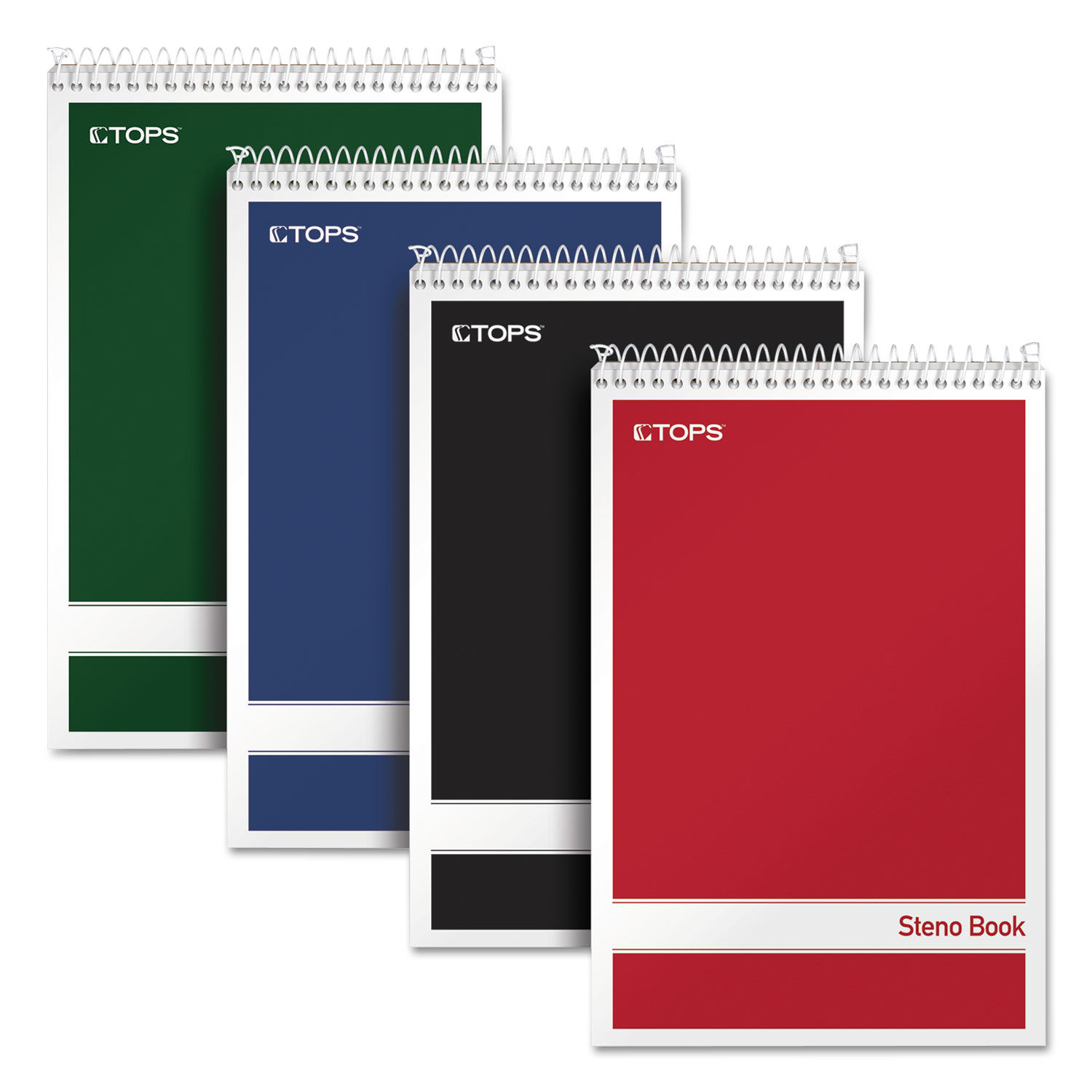 Steno Pad Gregg Rule, Assorted Cover Colors, 80 White 6 x 9 Sheets, 4/Pack