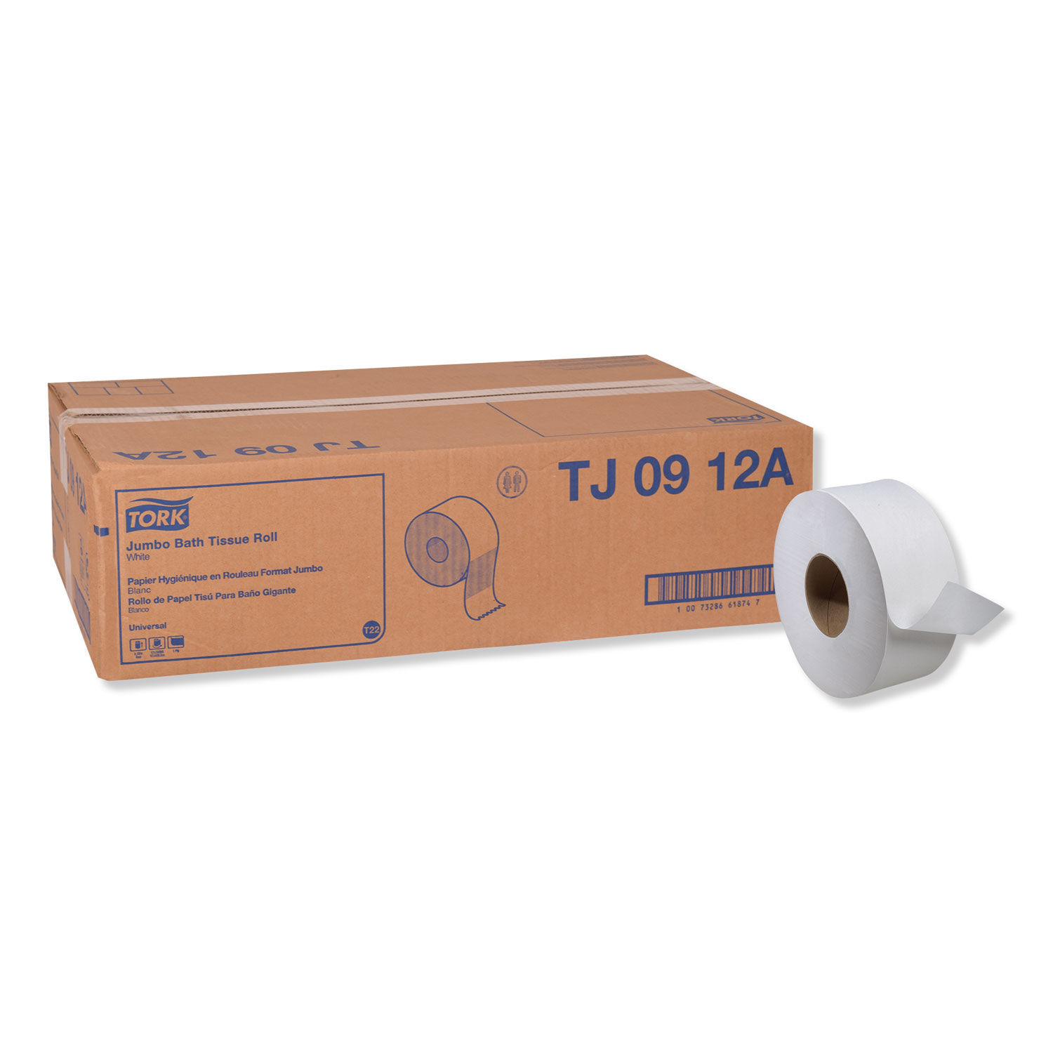 Universal Jumbo Bath Tissue Septic Safe, 1-Ply, White, 3.48" x 2,000 ft, 12 Roll/Carton