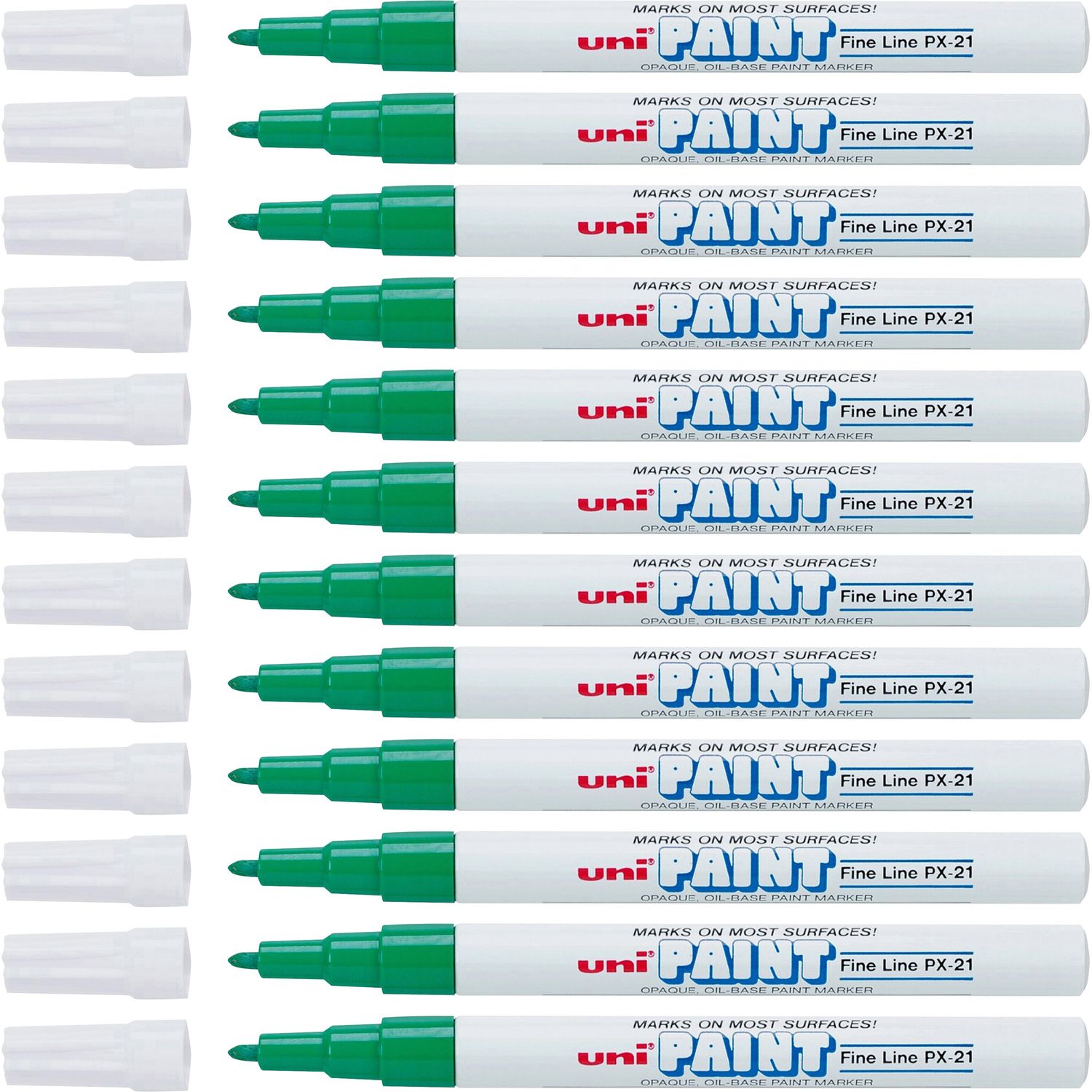 Uni-Paint PX-21 Oil-Based Fine Point Marker Fine Marker Point, Green Oil Based Ink, 12 / Dozen