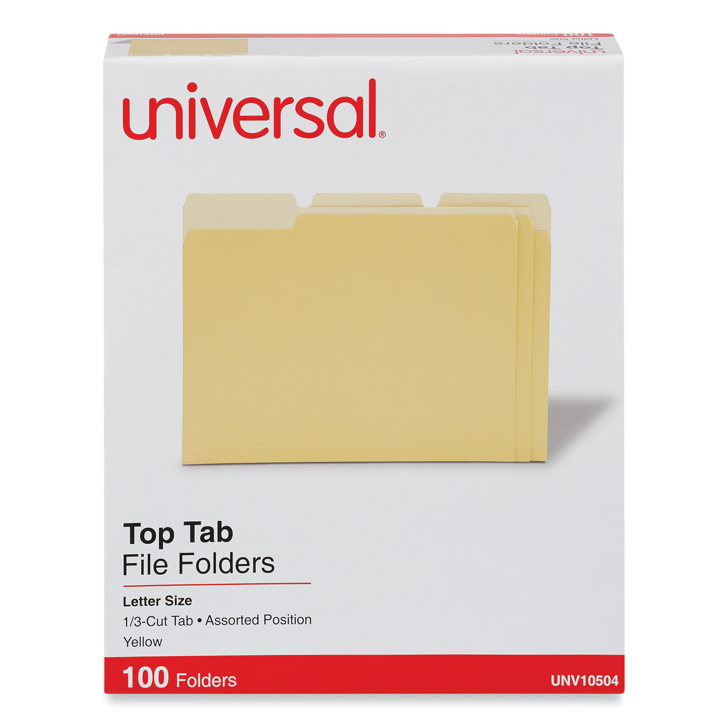 Deluxe Colored Top Tab File Folders 1/3-Cut Tabs: Assorted, Letter Size, Yellow/Light Yellow, 100/Box