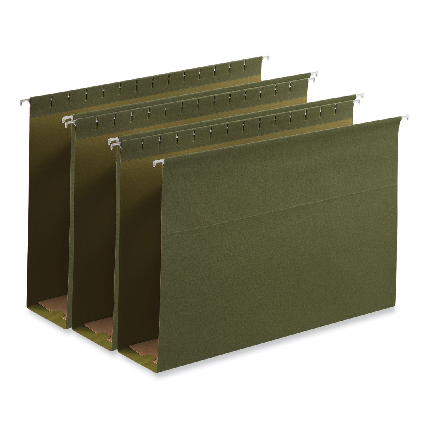 Box Bottom Hanging File Folders 3" Capacity, Legal Size, 1/5-Cut Tabs, Standard Green, 25/Box