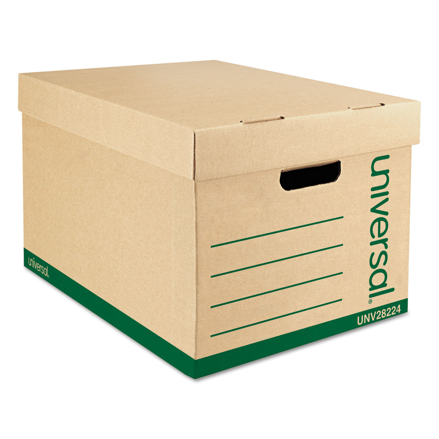 Recycled Heavy-Duty Record Storage Box Letter/Legal Files, Kraft/Green, 12/Carton