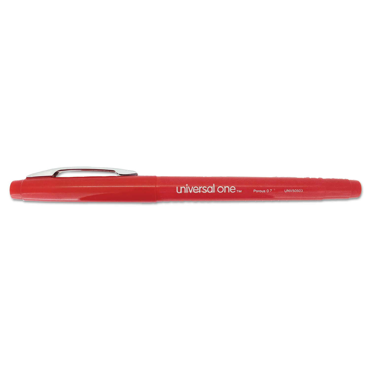 Porous Point Pen Stick, Medium 0.7 mm, Red Ink, Red Barrel, Dozen