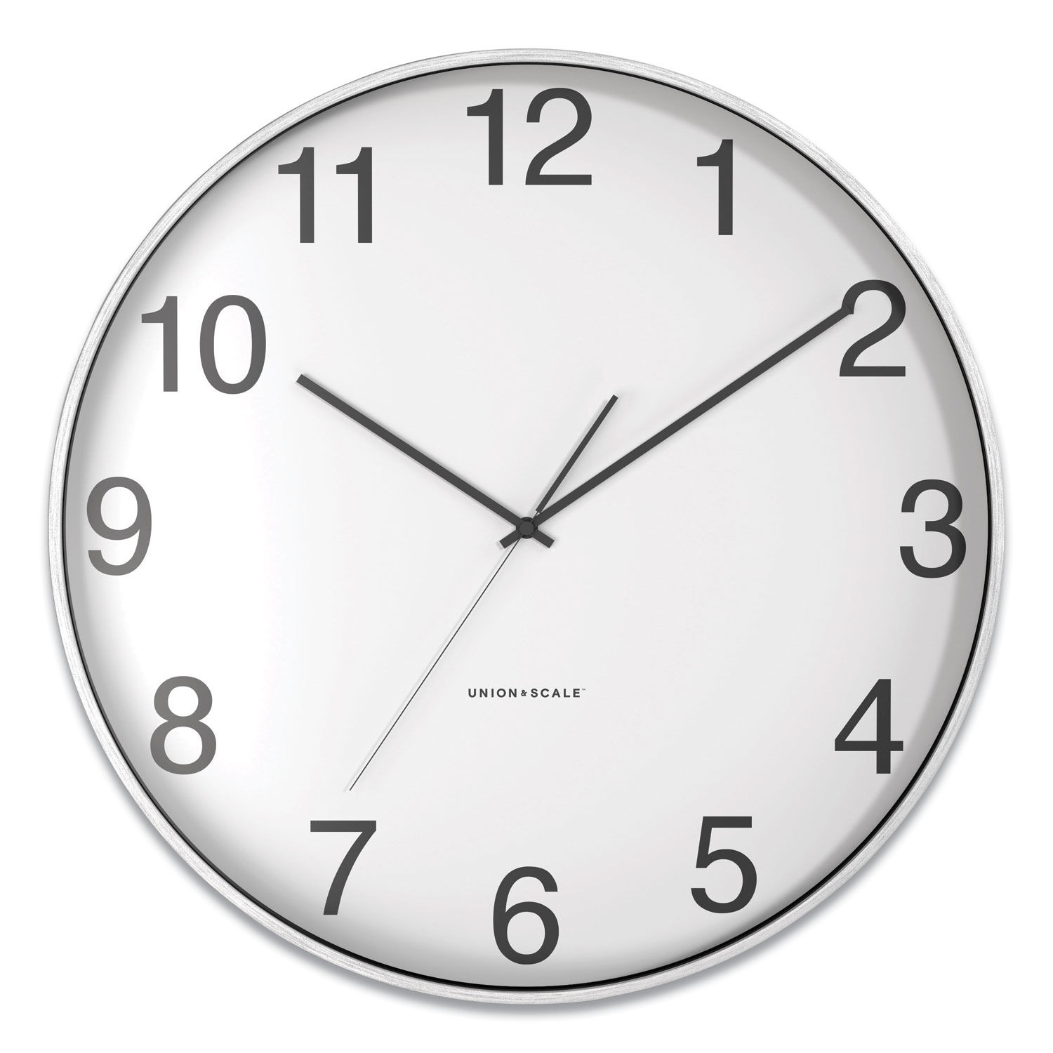 Essentials Classic Round Wall Clock 12" Overall Diameter, Silver Case, 1 AA (Sold Separately)