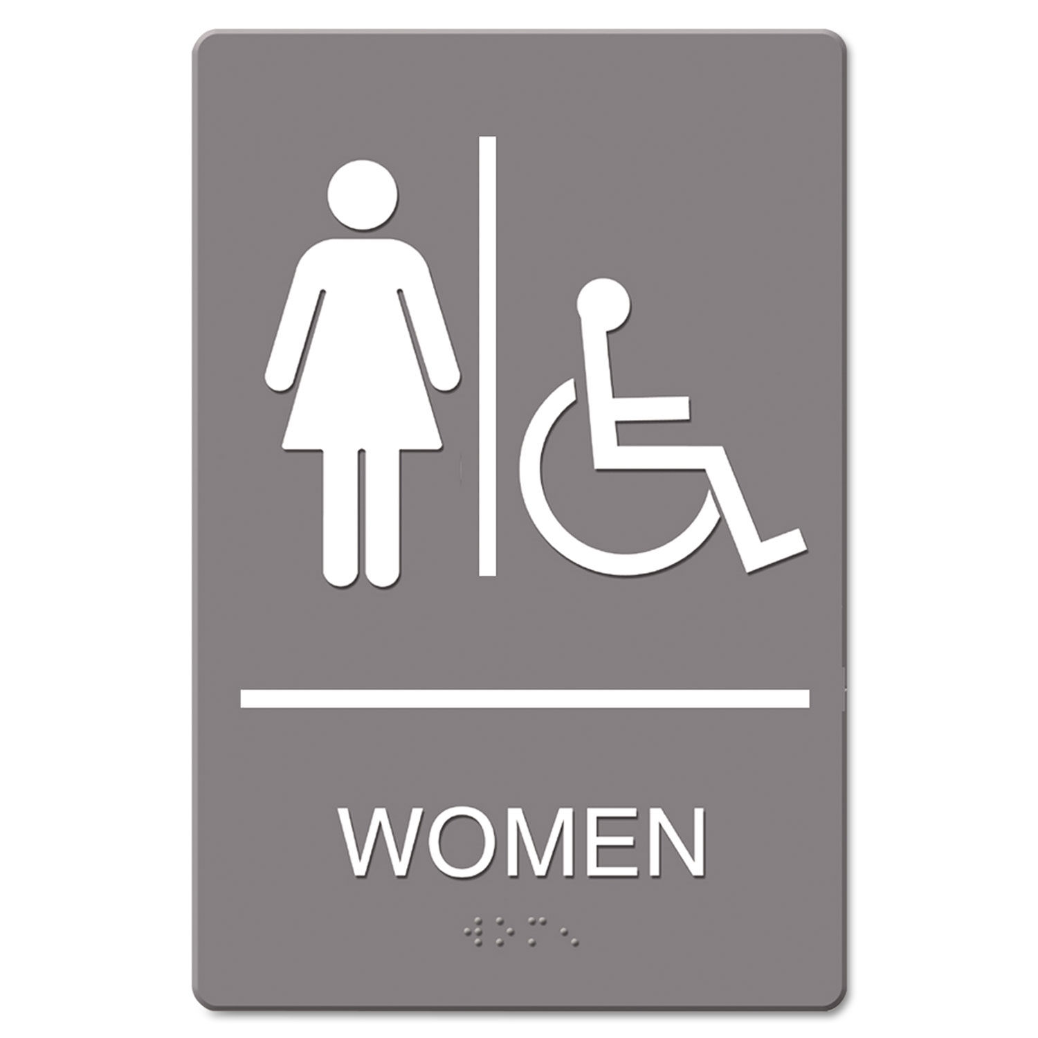ADA Sign Women Restroom Wheelchair Accessible Symbol, Molded Plastic, 6 x 9