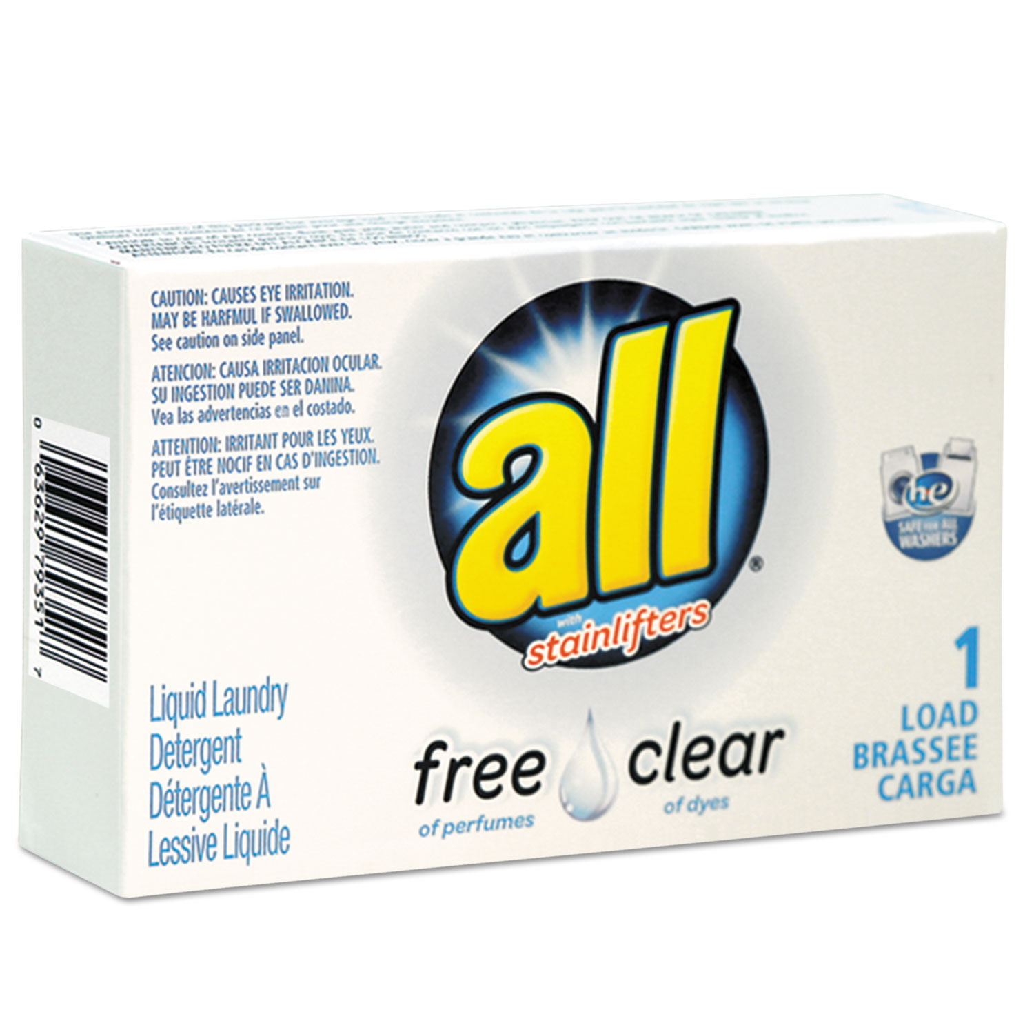 Free Clear HE Liquid Laundry Detergent Unscented, 1.6 oz Vend-Box, 100/Carton