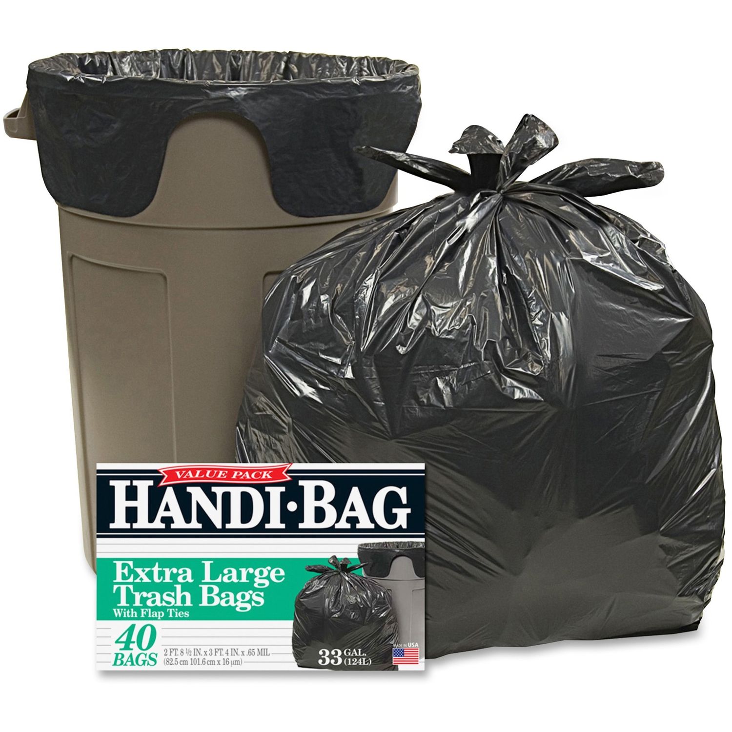 Handi-Bag Wastebasket Bags 33 gal, 32" Width x 40" Length x 0.70 mil (18 Micron) Thickness, 240/Carton, 40 Per Box