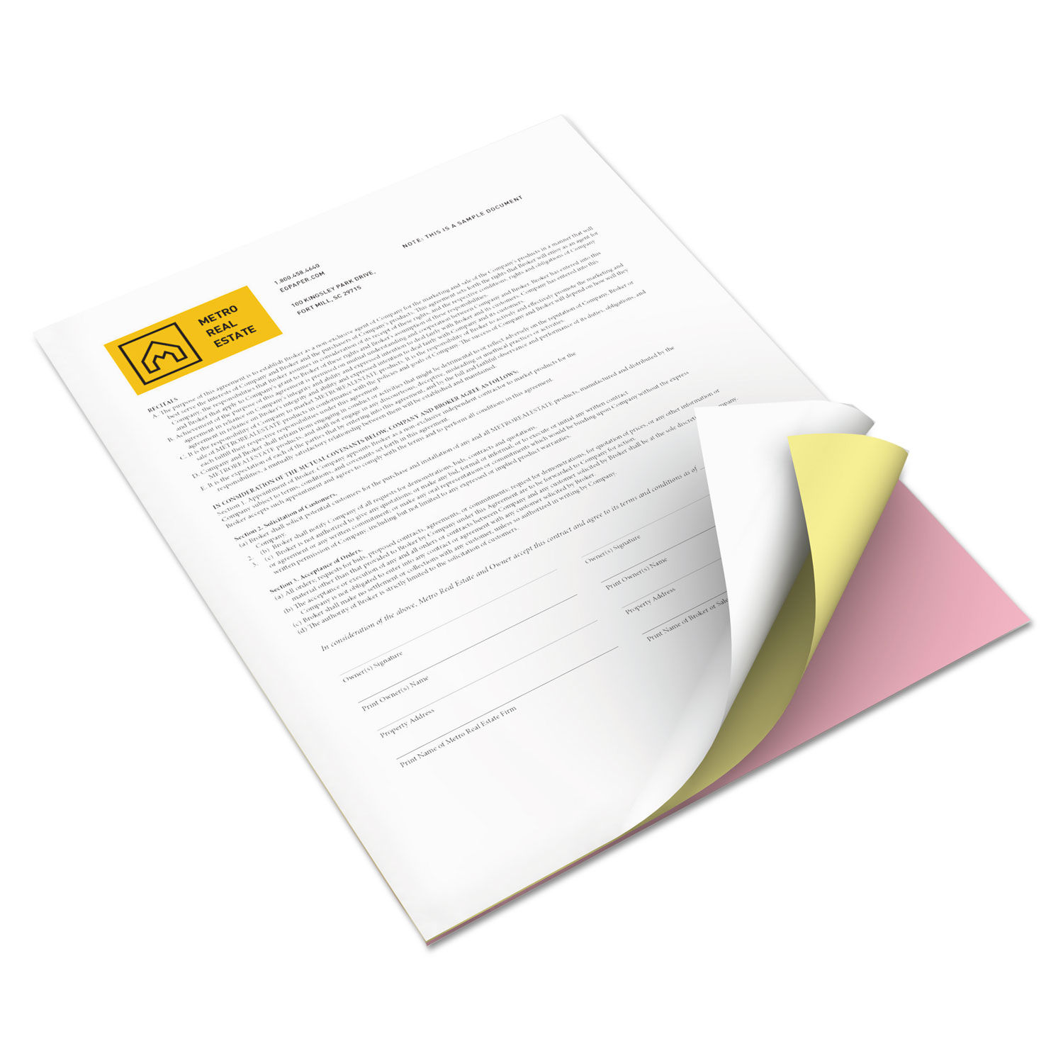 Vitality Multipurpose Carbonless 3-Part Paper 8.5 x 11, Canary/Pink/White, 5,010/Carton
