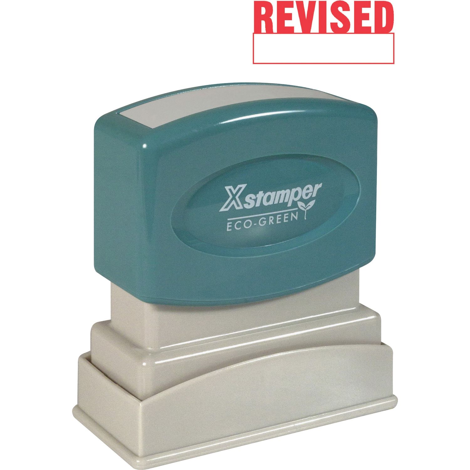 REVISED Title Stamp Message Stamp, "REVISED", 0.50" Impression Width x 1.63" Impression Length, 100000 Impression(s), Red, Recycled, 1 Each