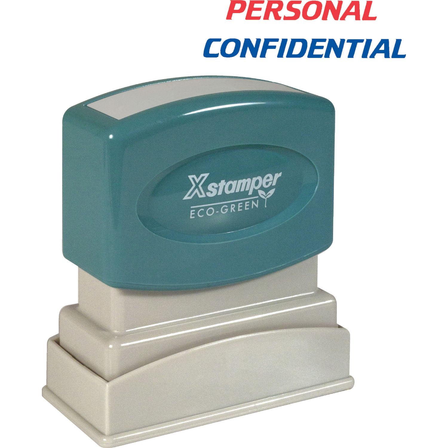 PERSONAL CONFIDENTIAL Stamp Message Stamp, "PERSONAL/CONFIDENTIAL", 0.50" Impression Width x 1.62" Impression Length, 100000 Impression(s), Red, Blue, Polymer, Recycled, 1 Each