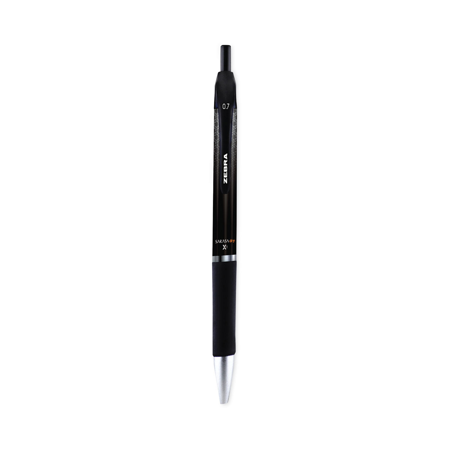 Sarasa Dry Gel X1 Gel Pen Retractable, Medium 0.7 mm, Black Ink, Black Barrel, 12/Pack